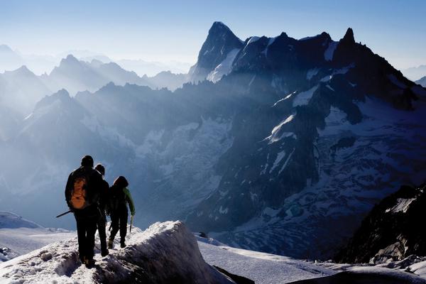 hikers with the mountain in the background