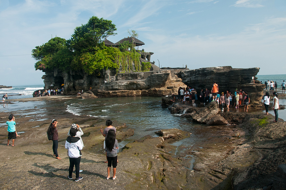 Low tide to walk out to Tanah Lot Temple.