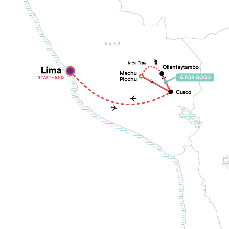 Map of the route for Inca Discovery Plus